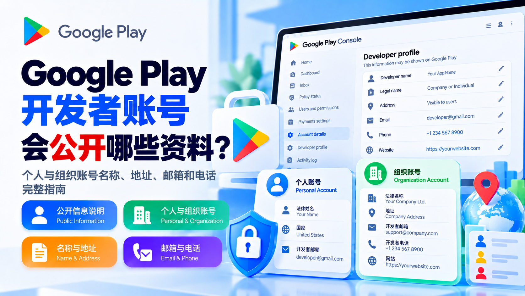 Google Play开发者账号会公开哪些资料?个人与组织账号名称、地址、邮箱和电话完整指南