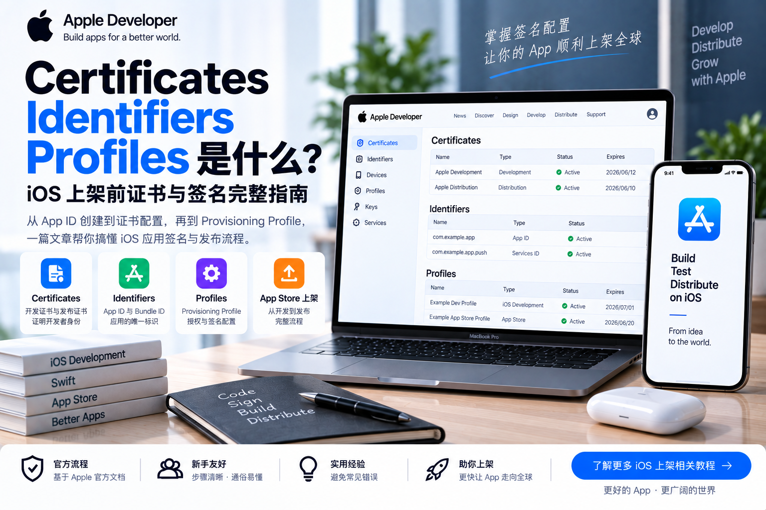 Apple Developer 的 Certificates、Identifiers、Profiles 是什么？iOS 上架前证书与签名完整指南