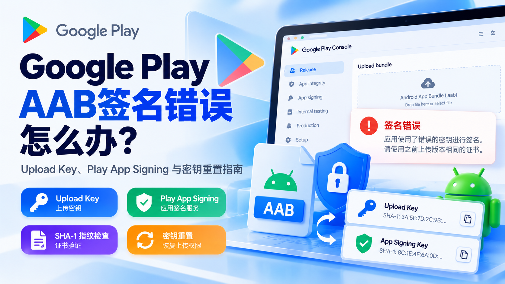 Google Play AAB签名错误怎么办？Upload Key、Play App Signing与密钥重置完整指南