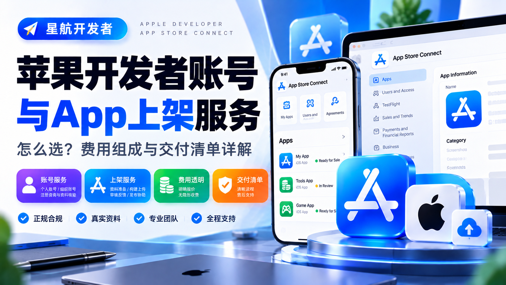 苹果开发者账号出售与App上架服务怎么选？企业合作费用和交付清单详解