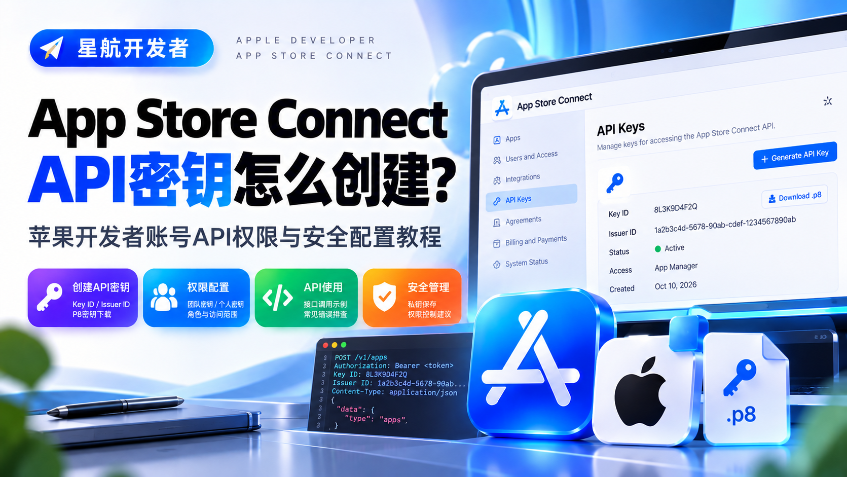 App Store Connect API密钥怎么创建？苹果开发者账号API权限与安全配置教程