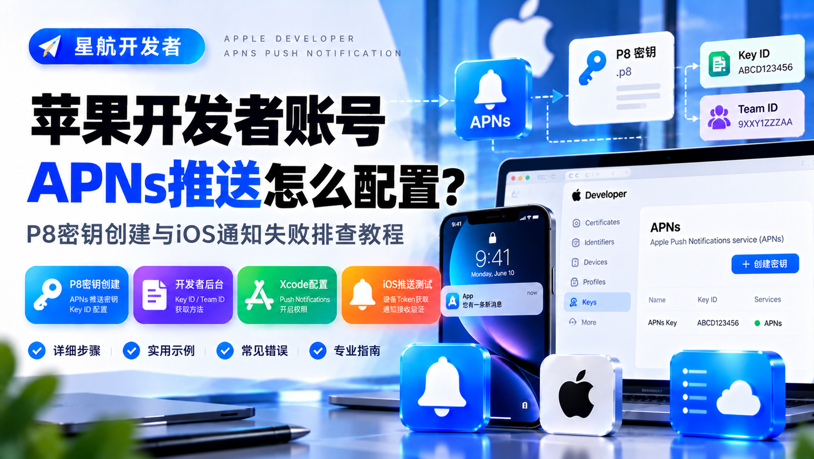 苹果开发者账号APNs推送怎么配置？P8密钥创建与iOS通知失败排查教程